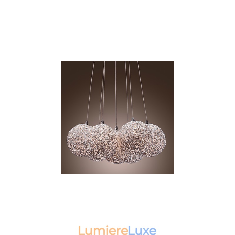 Suspension contemporaine en aluminium à 7 lumières