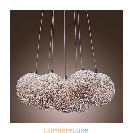 Suspension contemporaine en aluminium à 7 lumières Suspension contemporaine en aluminium à 7 lumières