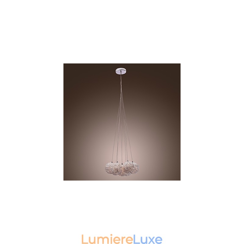 Suspension contemporaine en aluminium à 7 lumières