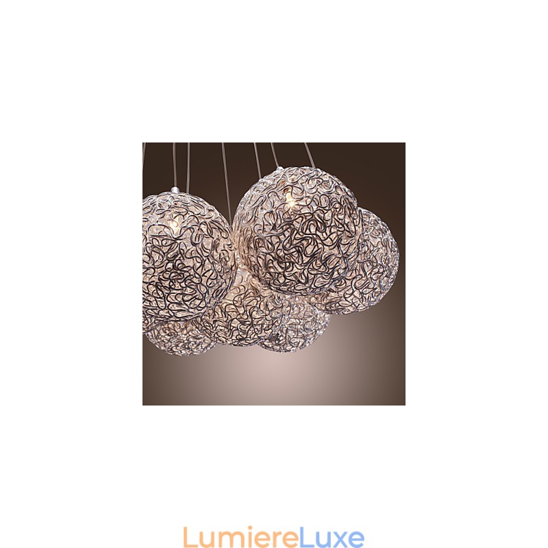 Suspension contemporaine en aluminium à 7 lumières