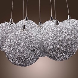 Suspension contemporaine en aluminium à 7 lumières