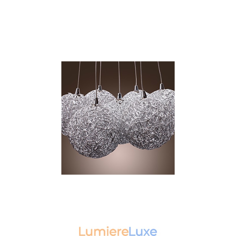 Suspension contemporaine en aluminium à 7 lumières