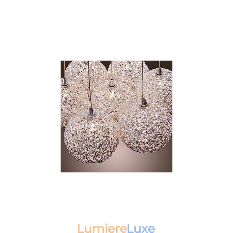 Suspension contemporaine en aluminium à 7 lumières