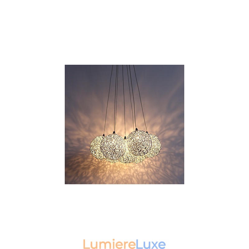 Suspension contemporaine en aluminium à 7 lumières