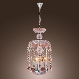 Suspension moderne en cristal avec 3 lumières et abat-jour en verre