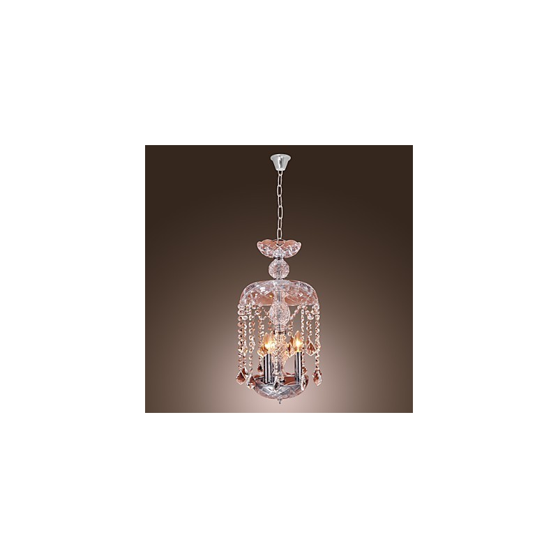 Suspension moderne en cristal avec 3 lumières et abat-jour en verre