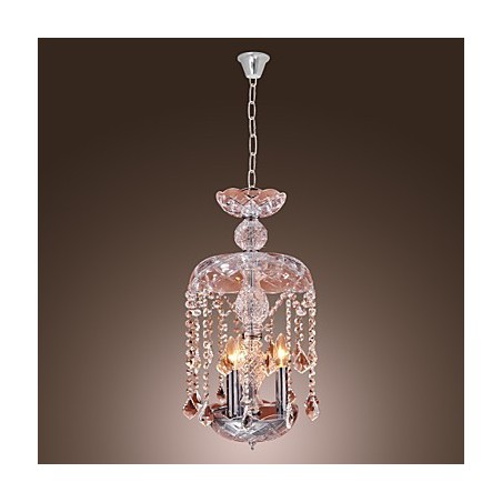 Suspension moderne en cristal avec 3 lumières et abat-jour en verre