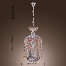 Suspension moderne en cristal avec 3 lumières et abat-jour en verre