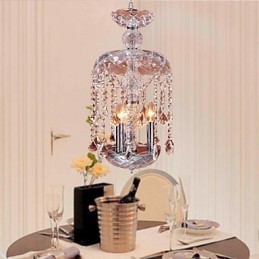 Suspension moderne en cristal avec 3 lumières et abat-jour en verre