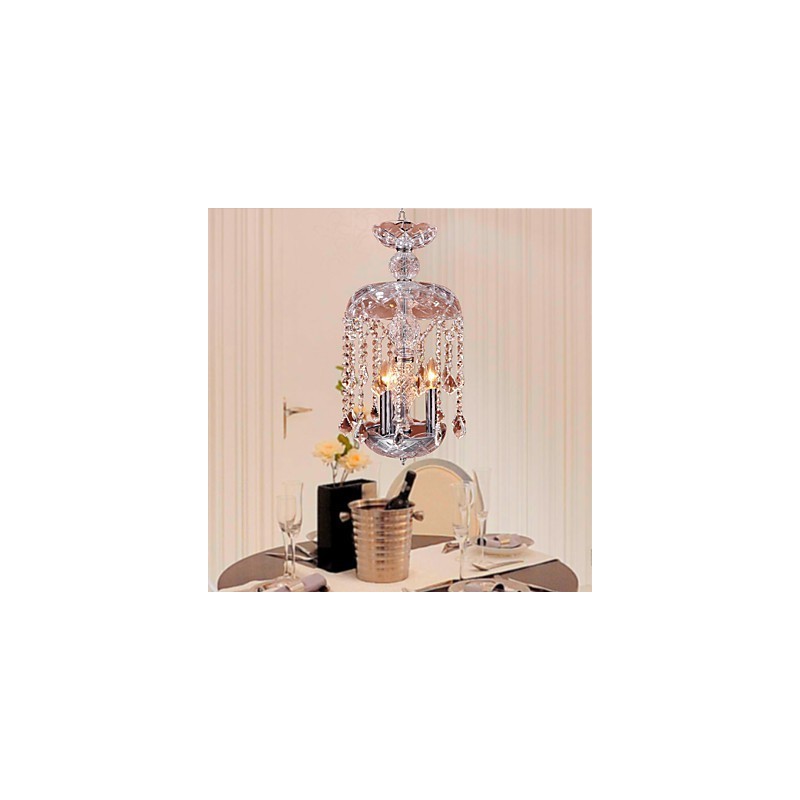 Suspension moderne en cristal avec 3 lumières et abat-jour en verre