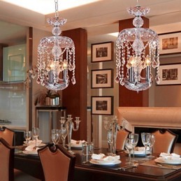 Suspension moderne en cristal avec 3 lumières et abat-jour en verre