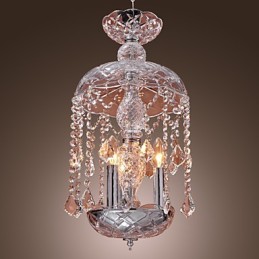 Suspension moderne en cristal avec 3 lumières et abat-jour en verre
