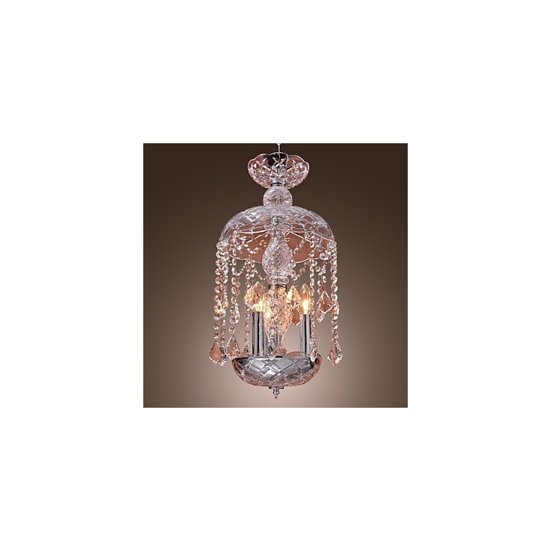 Suspension moderne en cristal avec 3 lumières et abat-jour en verre