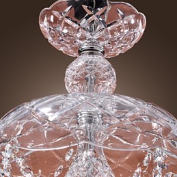 Suspension moderne en cristal avec 3 lumières et abat-jour en verre