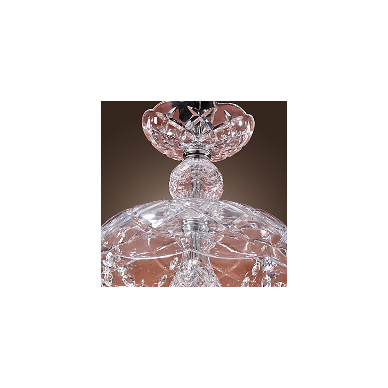 Suspension moderne en cristal avec 3 lumières et abat-jour en verre