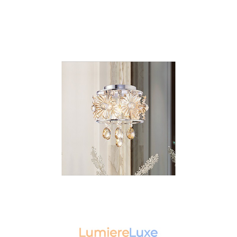 Lustre moderne en cristal transparent avec sphère, luminaire décoratif d'intérieur