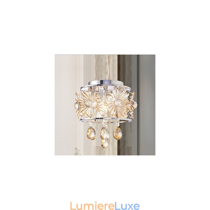 Lustre moderne en cristal transparent avec sphère, luminaire décoratif d'intérieur