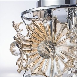 Lustre moderne en cristal transparent avec sphère, luminaire décoratif d'intérieur