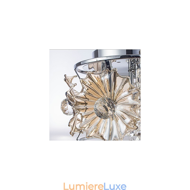 Lustre moderne en cristal transparent avec sphère, luminaire décoratif d'intérieur