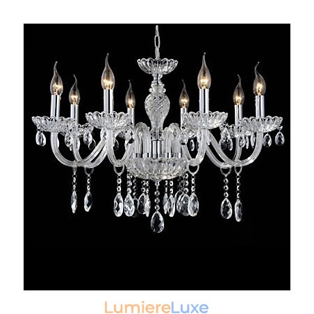Lustre en verre de style palais à 8 lumières avec ampoule à bougie Lustre en verre de style palais à 8 lumières avec ampoule à bougie