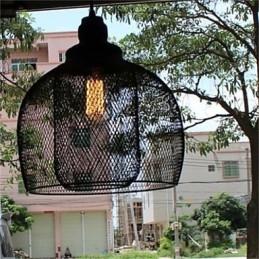 Lustre en fer forgé style cage à oiseaux de style rétro américain