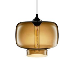Suspension moderne en verre 70 W au design bouteille marron transparente