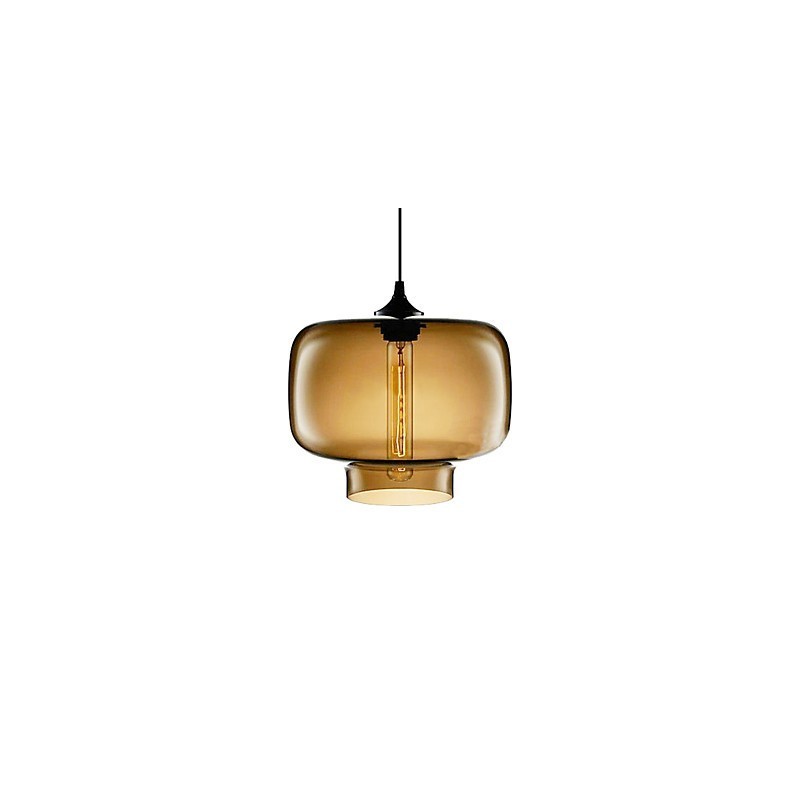 Suspension moderne en verre 70 W au design bouteille marron transparente