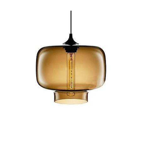 Suspension moderne en verre 70 W au design bouteille marron transparente Suspension moderne en verre 70 W au design bouteille marron transparente