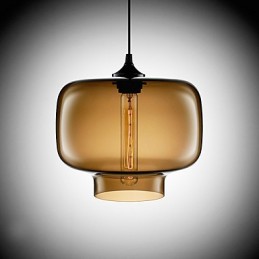 Suspension moderne en verre 70 W au design bouteille marron transparente