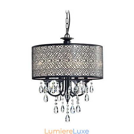 Lustre en métal peint en cristal classique traditionnel Lustre en métal peint en cristal classique traditionnel
