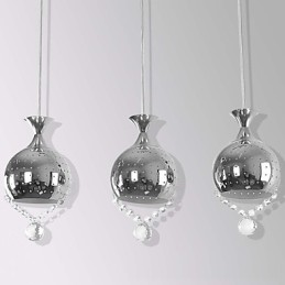 Suspension 3 têtes en cristal moderne et contemporain en métal
