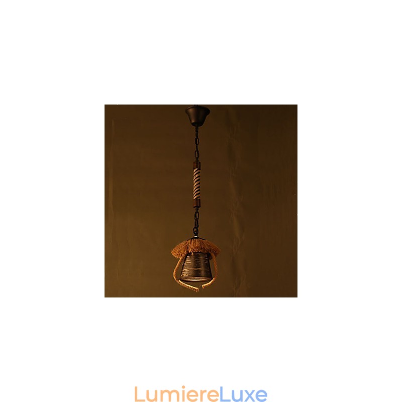 Lampe en céramique de chanvre rétro de style country américain
