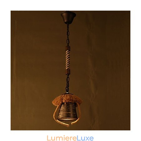 Lampe en céramique de chanvre rétro de style country américain Lampe en céramique de chanvre rétro de style country américain