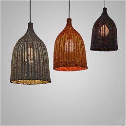 Lustre en rotin Lustre Lustre Lampe en rotin rétro créative