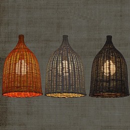 Lustre en rotin Lustre Lustre Lampe en rotin rétro créative