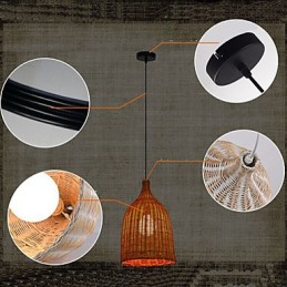 Lustre en rotin Lustre Lustre Lampe en rotin rétro créative