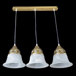 Suspension en bronze à trois lumières en verre moiré, style européen classique