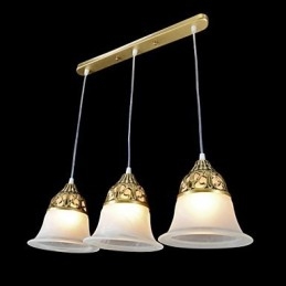 Suspension en bronze à trois lumières en verre moiré, style européen classique