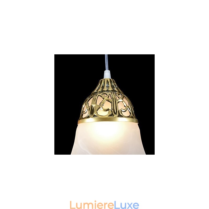 Suspension en bronze à trois lumières en verre moiré, style européen classique