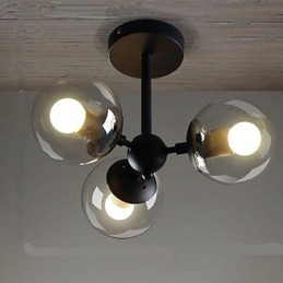 Plafonniers moléculaires en forme de tige de haricot en fer et boule de verre