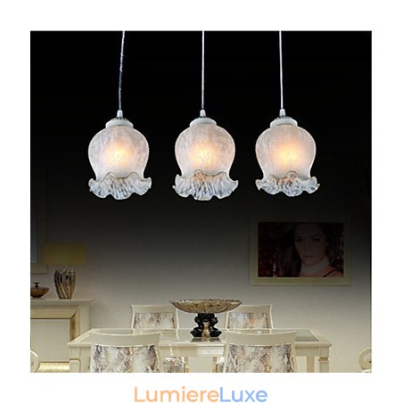 Suspension blanche à trois lumières style rétro européen classique Suspension blanche à trois lumières style rétro européen classique