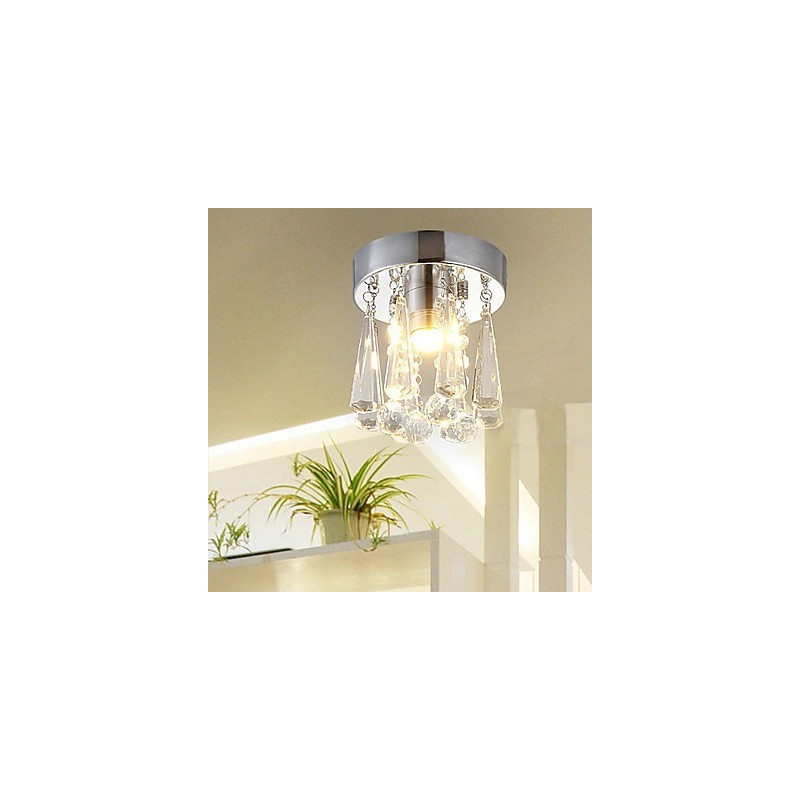 Plafonnier moderne en cristal à 1 lumière en forme de couronne