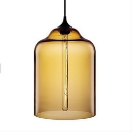 Lampe suspendue rétro créative en verre à tête unique, style café dans un bocal à poissons rouges