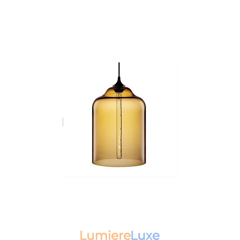 Lampe suspendue rétro créative en verre à tête unique, style café dans un bocal à poissons rouges