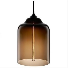 Lampe suspendue rétro créative en verre à tête unique, style café dans un bocal à poissons rouges