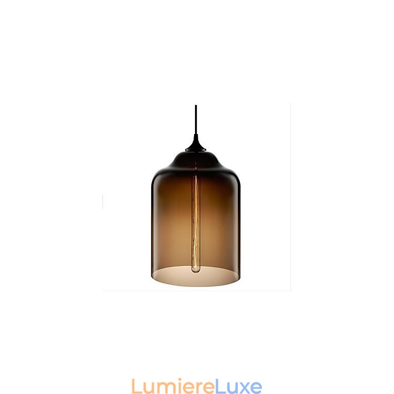 Lampe suspendue rétro créative en verre à tête unique, style café dans un bocal à poissons rouges