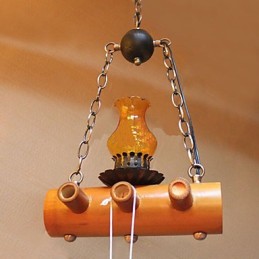 Lustre à une tête en bambou antique de style campagnard américain