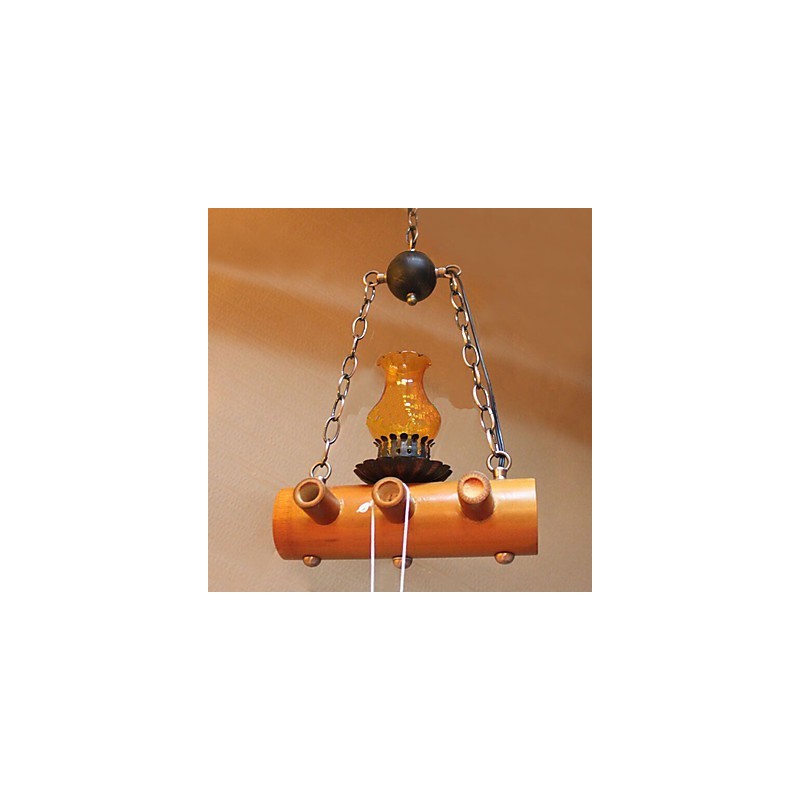 Lustre à une tête en bambou antique de style campagnard américain