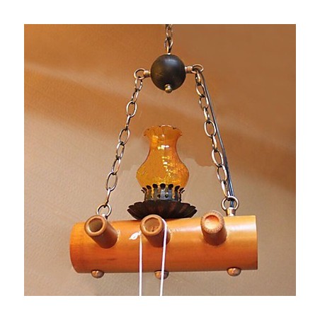 Lustre à une tête en bambou antique de style campagnard américain Lustre à une tête en bambou antique de style campagnard américain