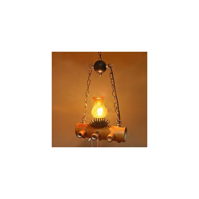 Lustre à une tête en bambou antique de style campagnard américain